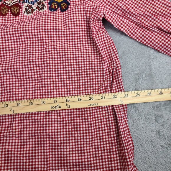 Bobbie Brooks Woman Red White Checked Christmas Mittens Button Front Top 18W 20W - Picture 7 of 9